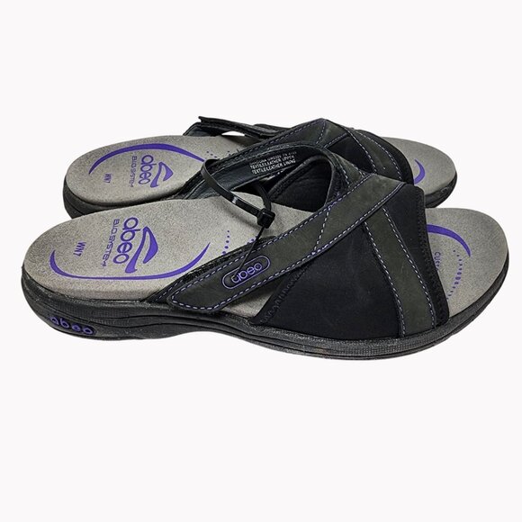 Abeo GARGONA Sandals Women 7 Black Leather BIO System Orthotic Comfort Shoes - Picture 5 of 8